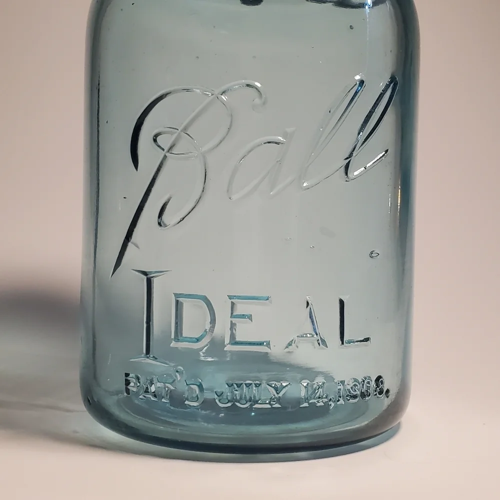 BALL Ideal Canning / Mason Jar 1 Quart Aqua Blue Mold #4 Vintage 1923 To 1933